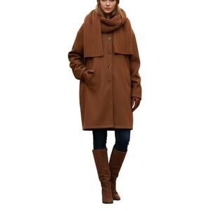 New Stylish Plus Size Women's 3XL Brown Hooded Coat